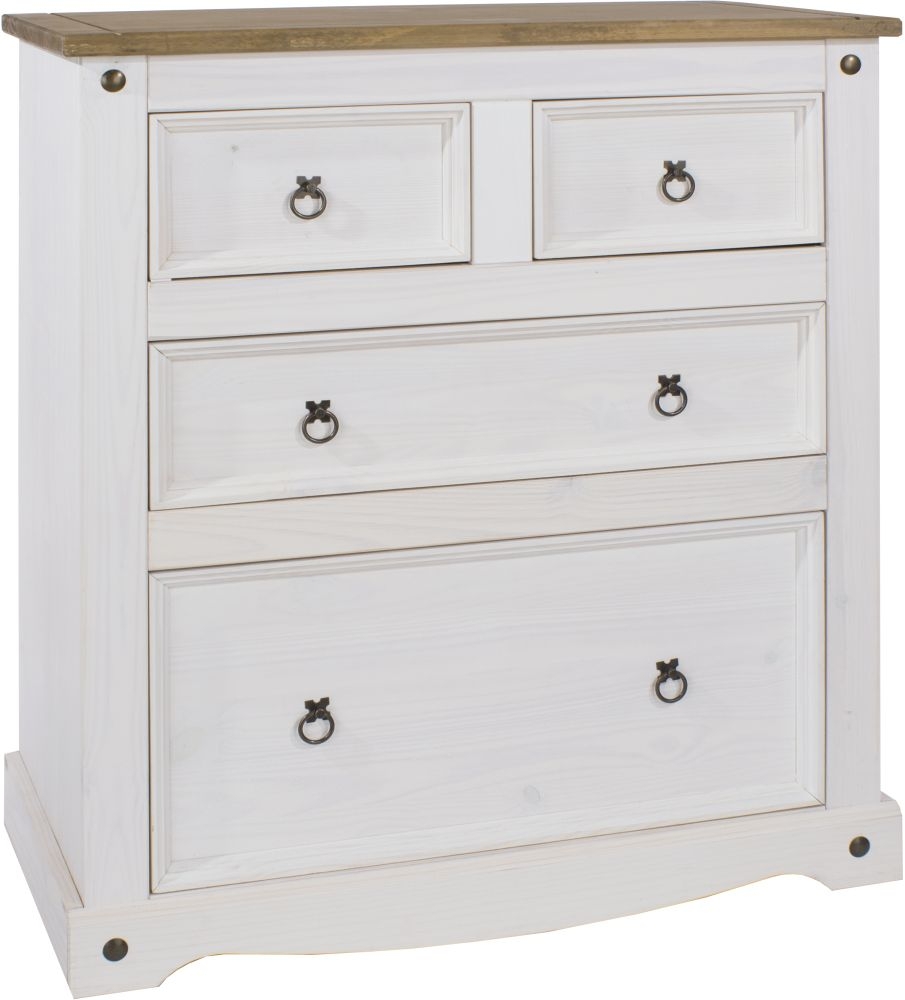 Product photograph of Corona White Mexican Pine 2 2 Drawer Chest from Choice Furniture Superstore.